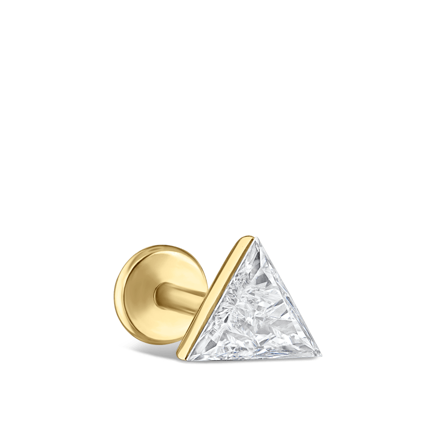 Invisible Set Triangle Diamond Threaded Stud Earring With Titanium Backing