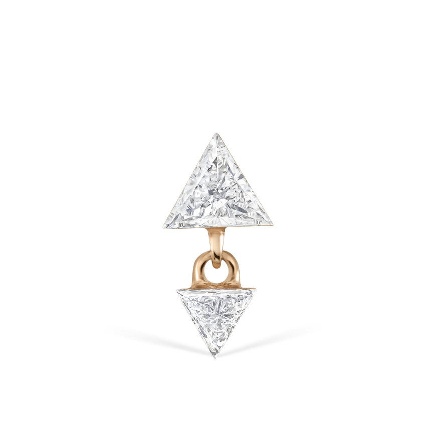 Invisible Set Triangle Diamond Dangle Threaded Earring