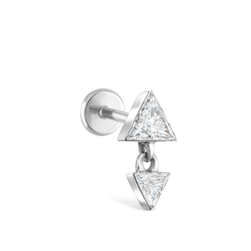 Invisible Set Triangle Diamond Dangle Threaded Earring