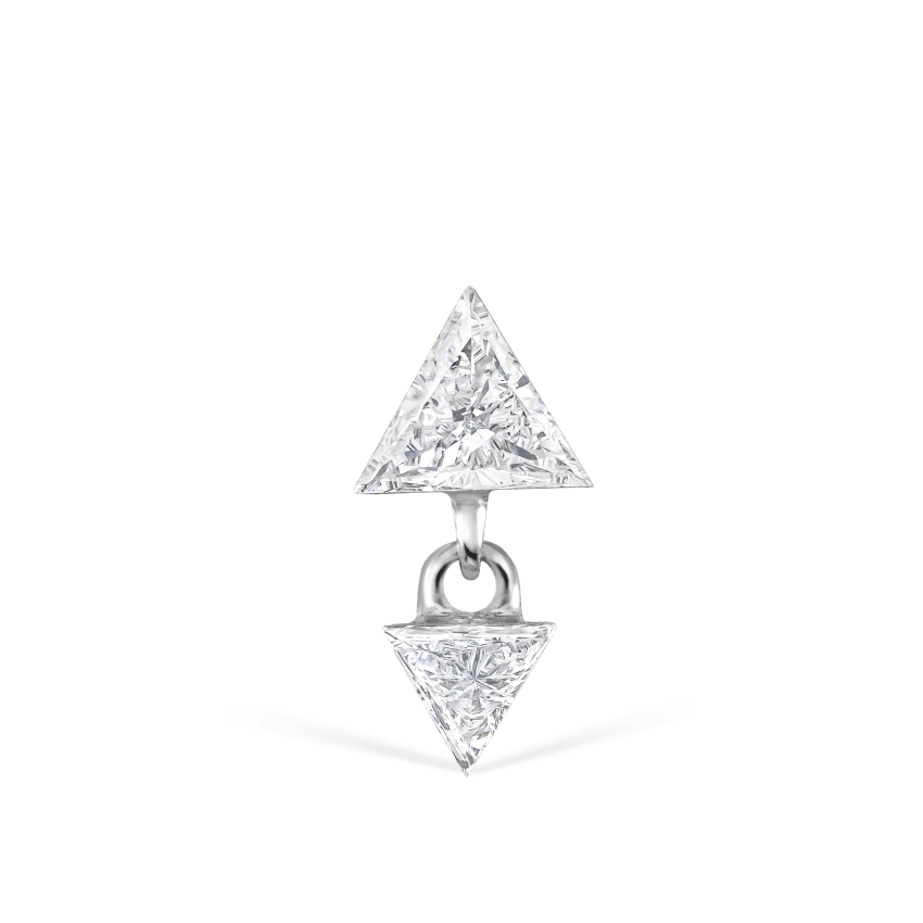 Invisible Set Triangle Diamond Dangle Threaded Earring With Titanium Backing