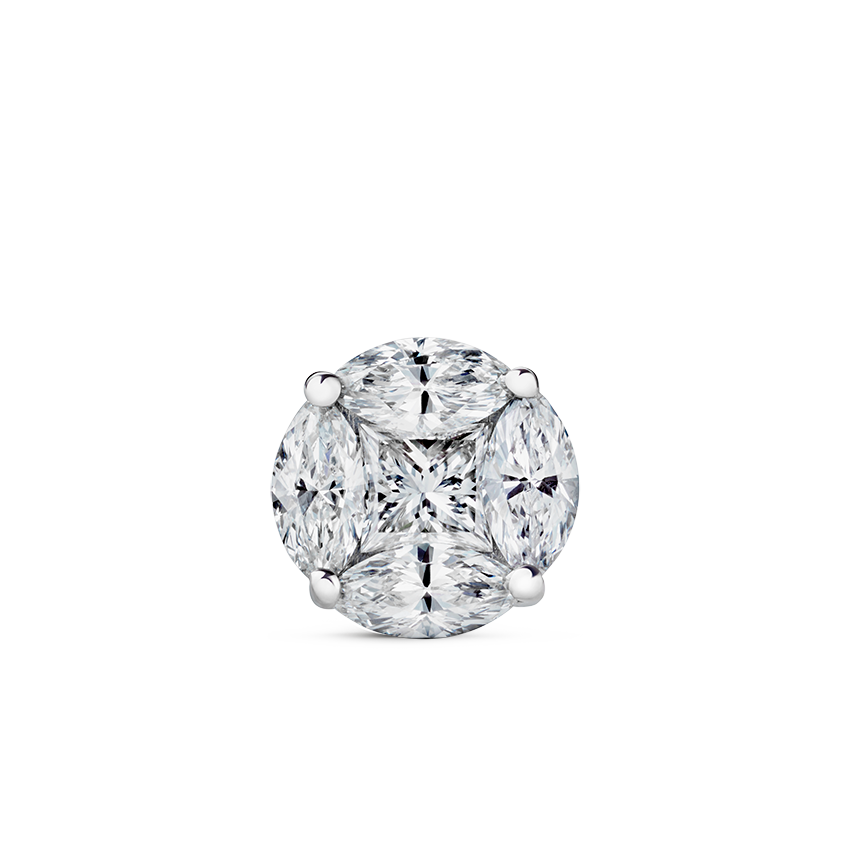 Diamond Cluster Threaded Stud Earring