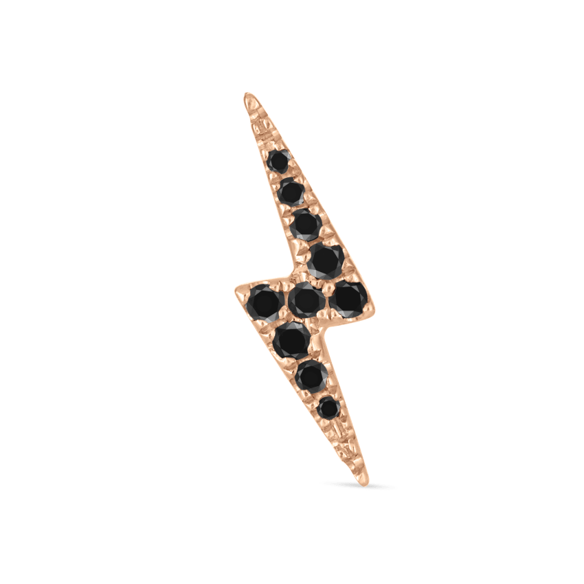 Black Diamond Lightning Bolt Threaded Stud Earring With Titanium Backing
