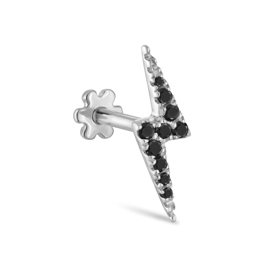 Black Diamond Lightning Bolt Threaded Stud Earring