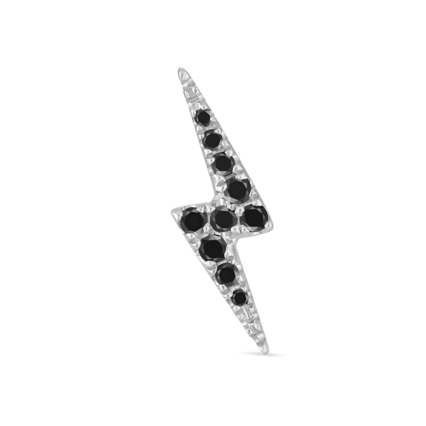 Black Diamond Lightning Bolt Threaded Stud Earring