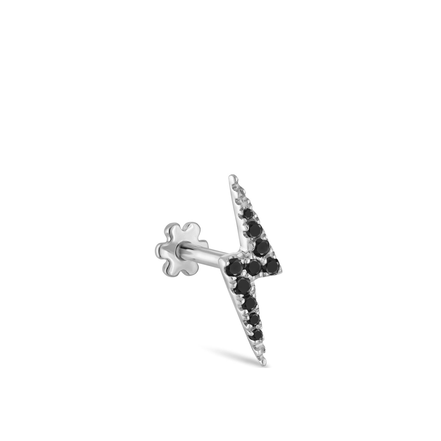 Black Diamond Lightning Bolt Threaded Stud Earring