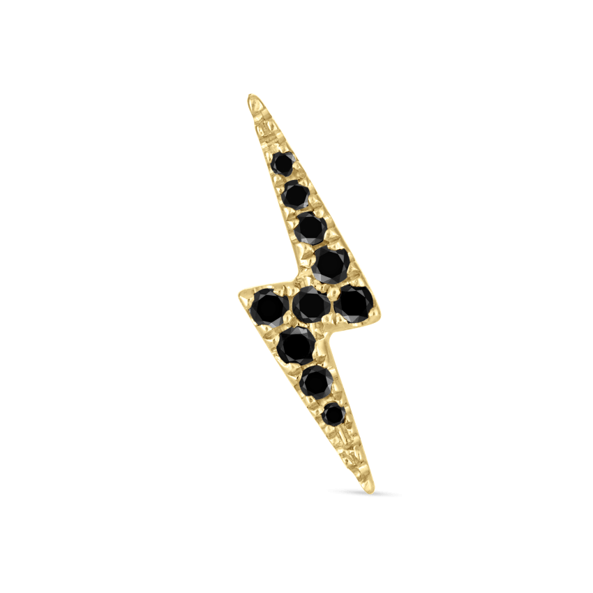 Black Diamond Lightning Bolt Threaded Stud Earring With Titanium Backing