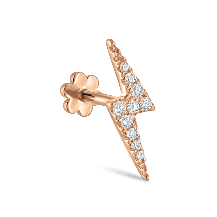 Diamond Lightning Bolt Threaded Stud Earring