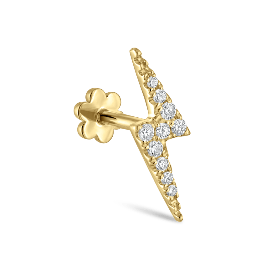 Diamond Lightning Bolt Threaded Stud Earring