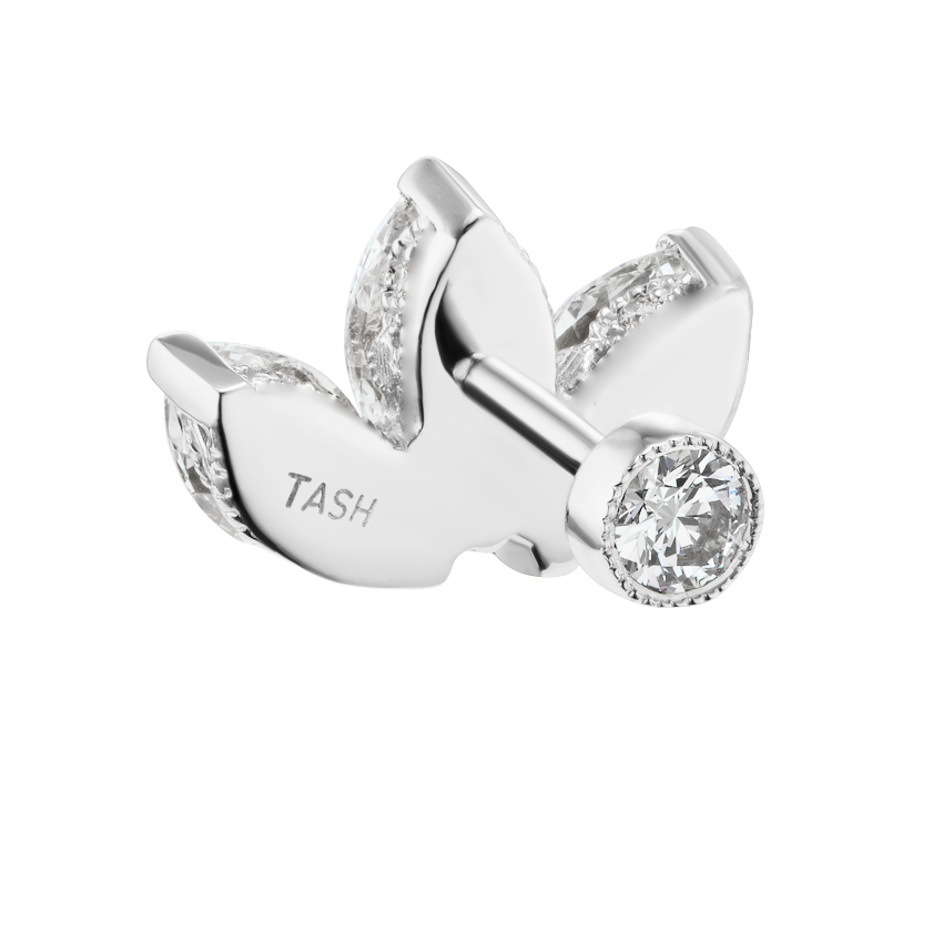 Invisible Diamond Lotus Threaded Stud Earring