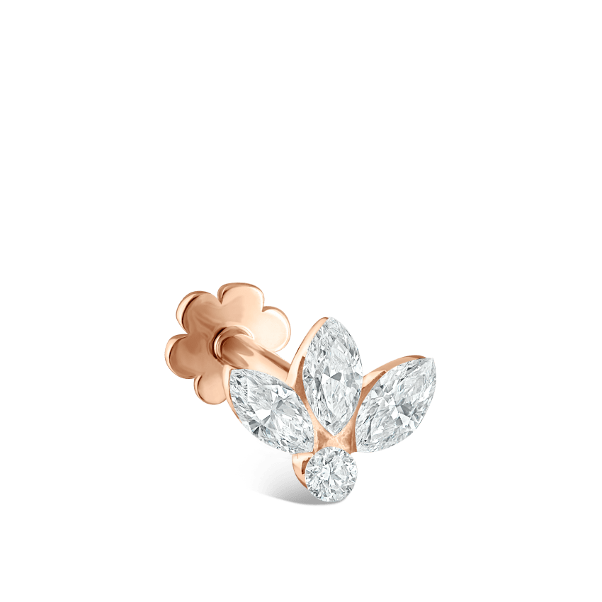 Invisible Diamond Lotus Threaded Stud Earring
