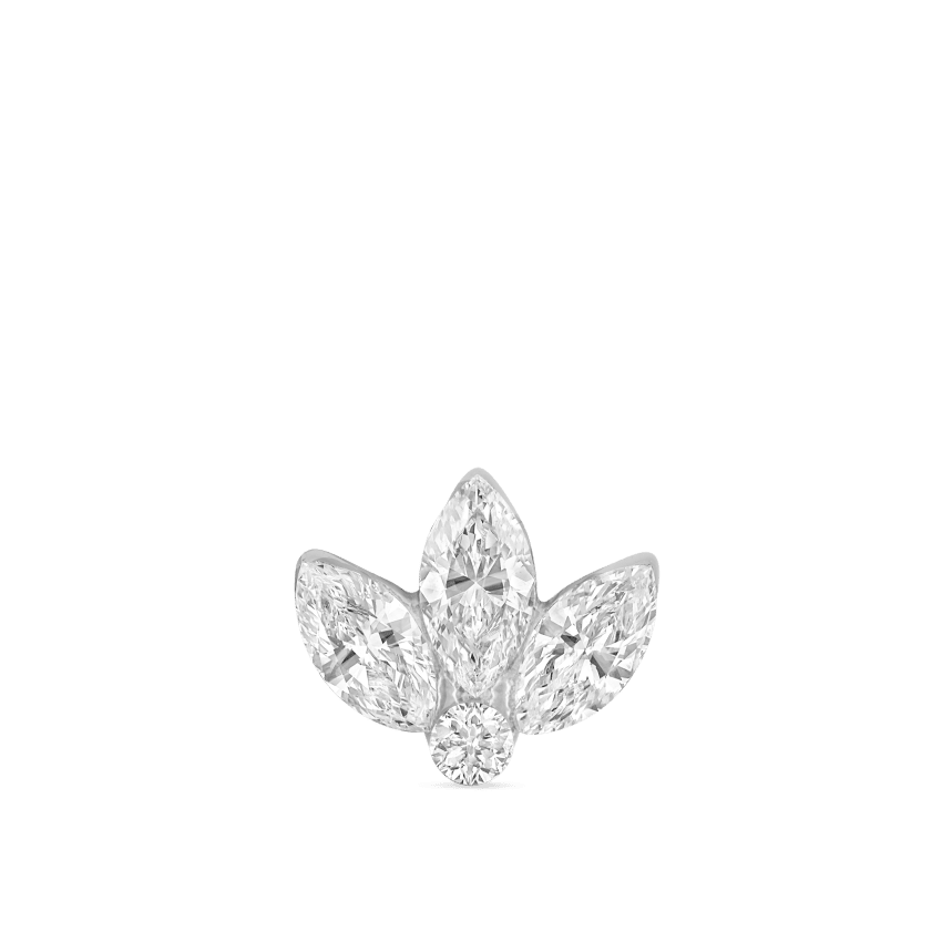 Invisible Diamond Lotus Threaded Stud Earring