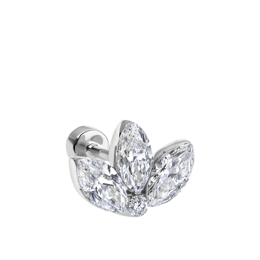 Invisible Diamond Lotus Threaded Stud Earring With Titanium Backing