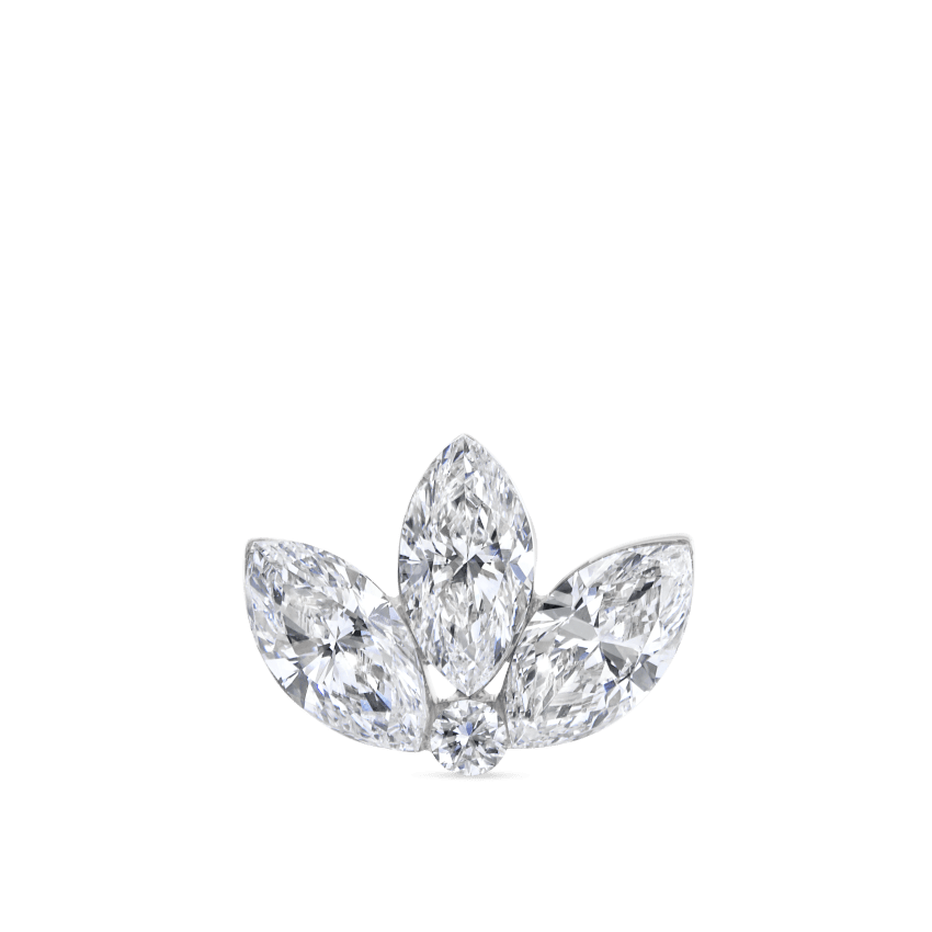Invisible Diamond Lotus Threaded Stud Earring