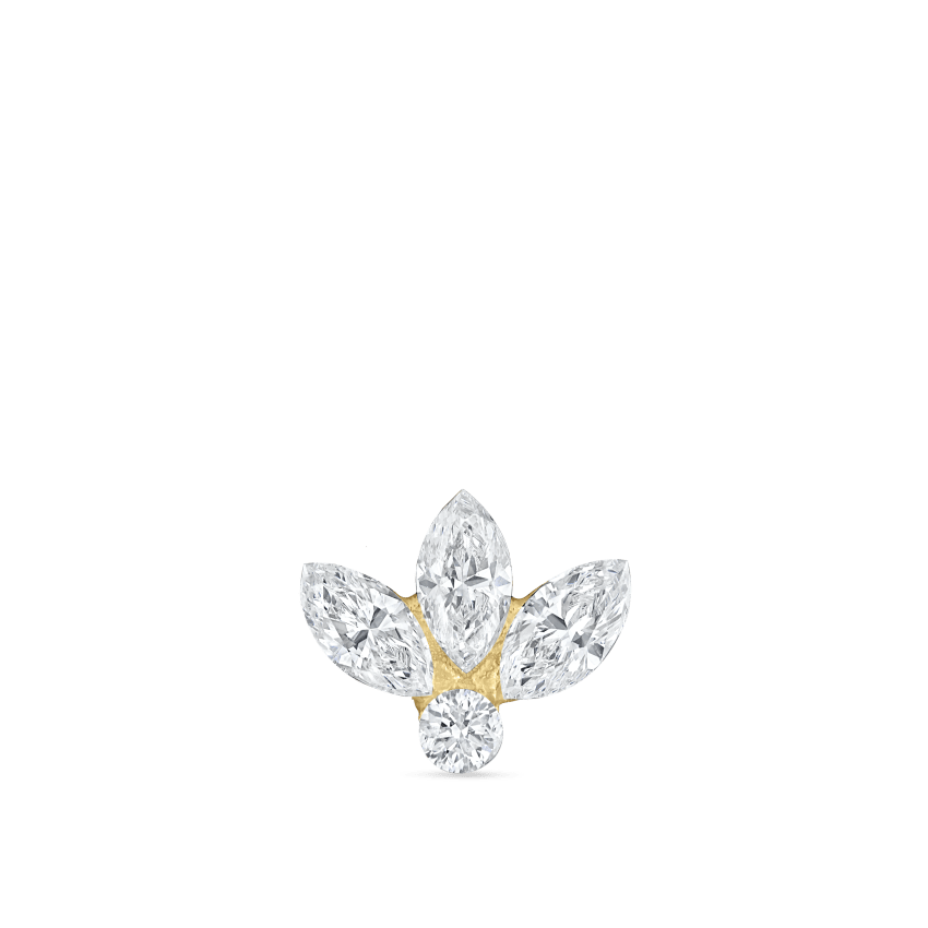 Invisible Diamond Lotus Threaded Stud Earring With Titanium Backing