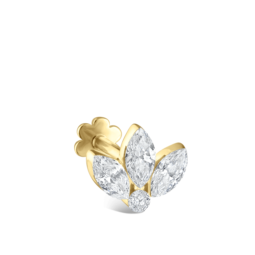 Invisible Diamond Lotus Threaded Stud Earring