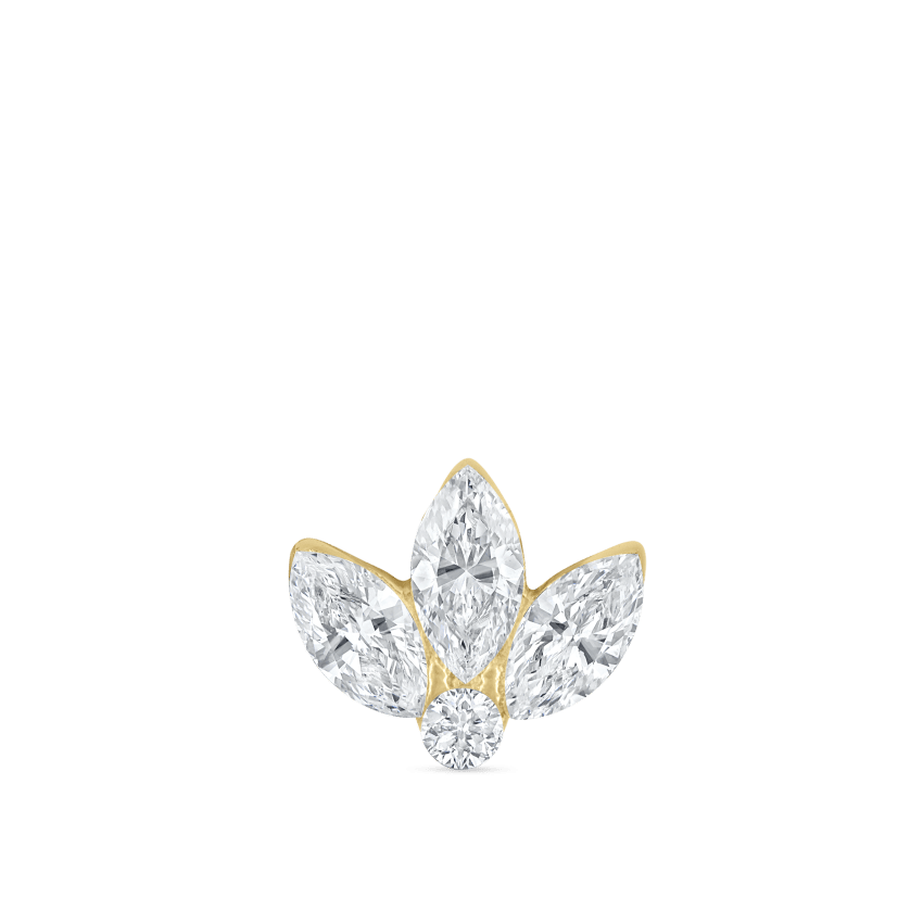 Invisible Diamond Lotus Threaded Stud Earring With Titanium Backing