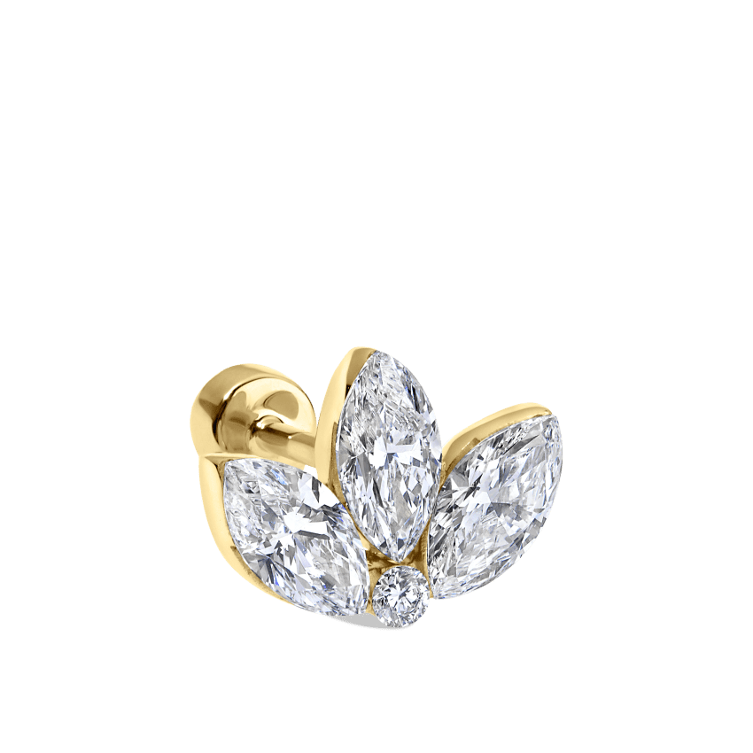 Invisible Diamond Lotus Threaded Stud Earring With Titanium Backing