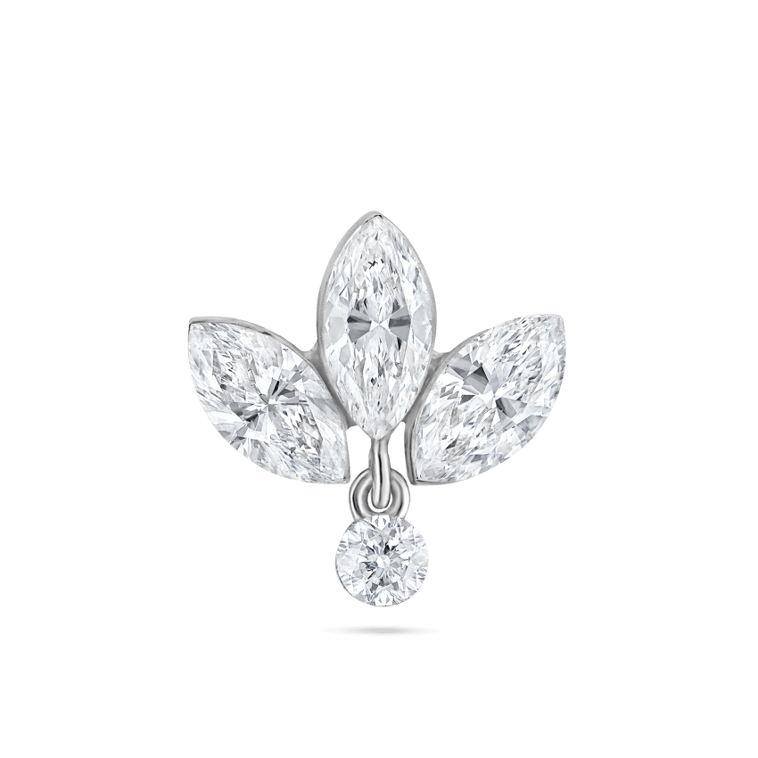 Invisible Diamond Lotus with Dangle Threaded Stud Earring With Titanium Backing