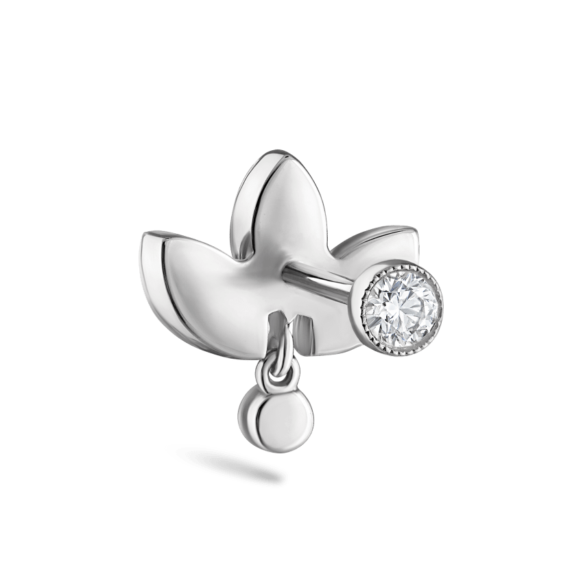 Invisible Diamond Lotus with Dangle Threaded Stud Earring With Titanium Backing