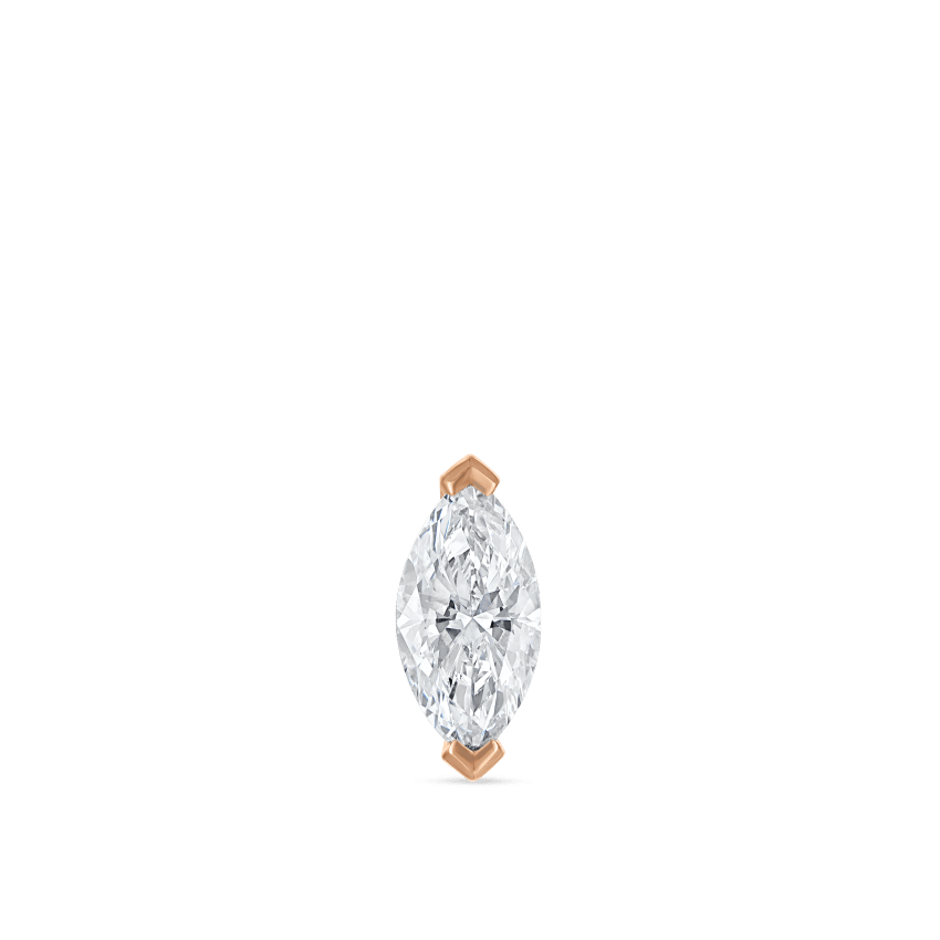 Marquise Diamond Threaded Stud Earring With Titanium Backing