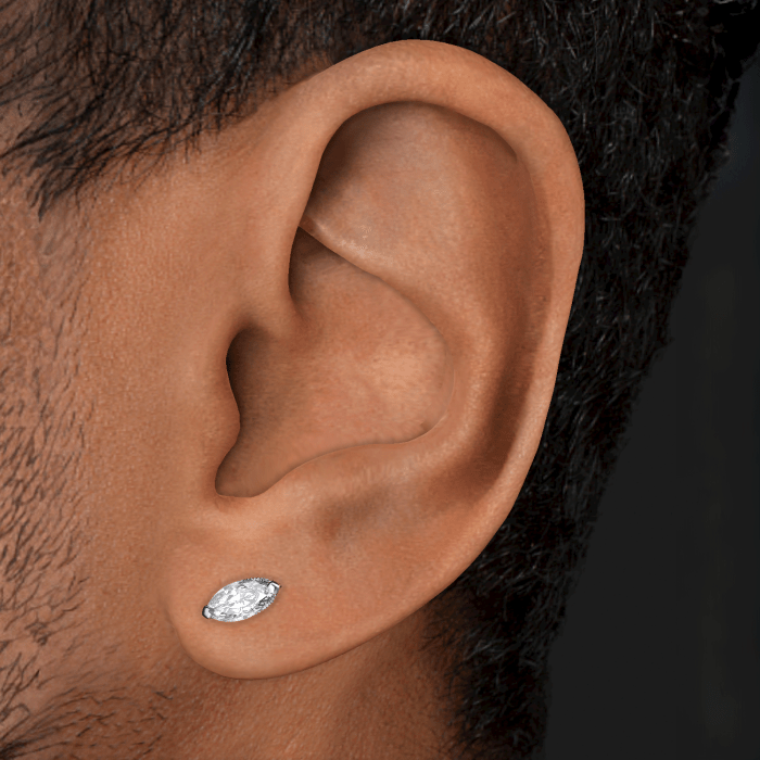 Marquise Diamond Threaded Stud Earring With Titanium Backing