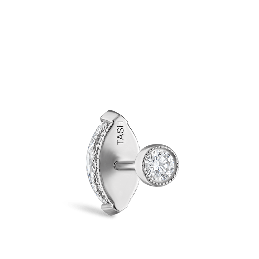 Marquise Diamond Threaded Stud Earring With Titanium Backing