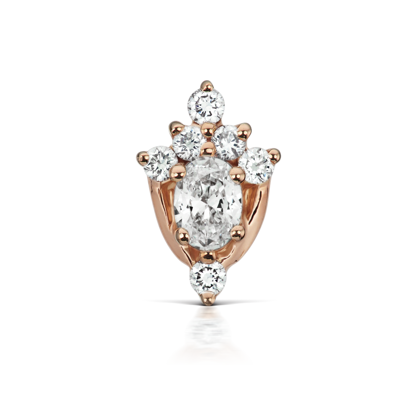 Diamond Tash Tiara Threaded Stud Earring With Titanium Backing