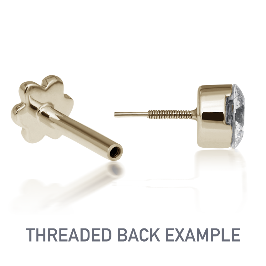 Diamond Tash Tiara Threaded Stud Earring With Titanium Backing