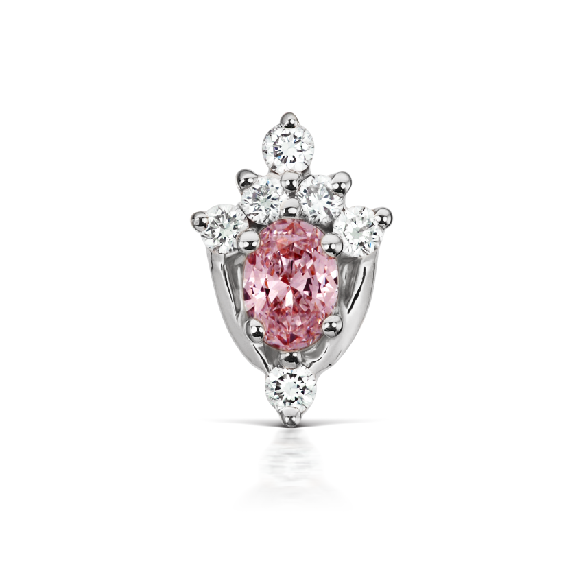 Pink Sapphire and Diamond Tash Tiara Threaded Stud Earring With Titanium Backing