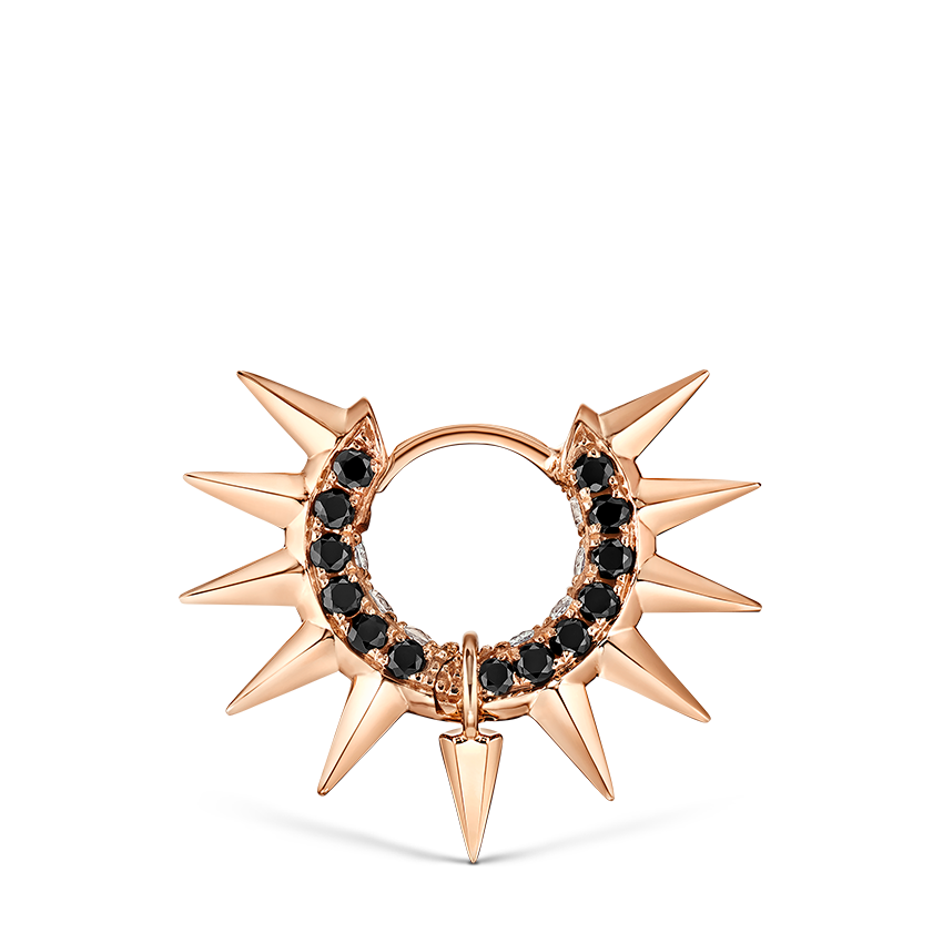 Metal Mohawk with Black and White Diamond Pavé Hoop Earring