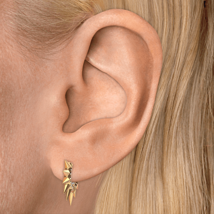 Metal Mohawk with Black and White Diamond Pavé Hoop Earring