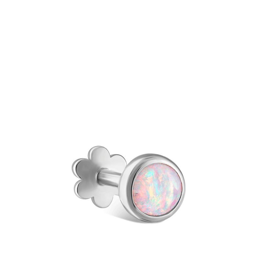 Opal Threaded Stud Earring With Titanium Backing