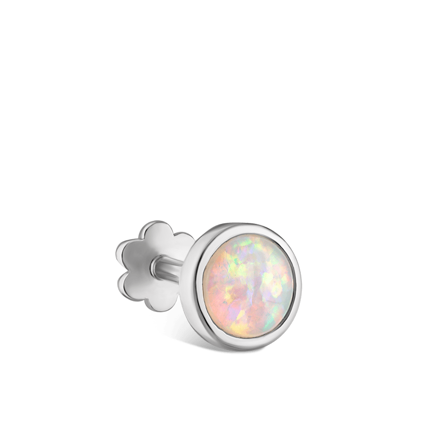 Opal Threaded Stud Earring With Titanium Backing