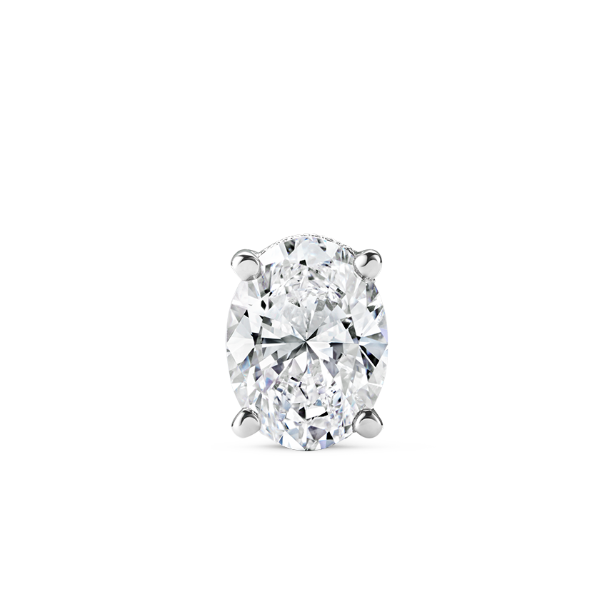 Oval Diamond Engraved Threaded Stud Earring