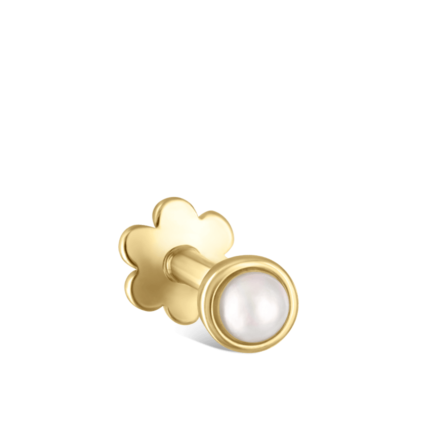 Natural Pearl Threaded Stud Earring With Titanium Backing