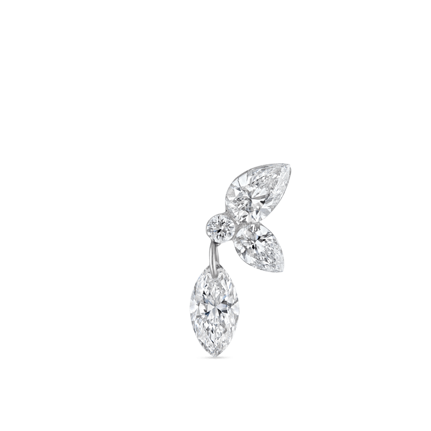 Marquise Pear Diamond Echo Threaded Stud Earring With Titanium Backing