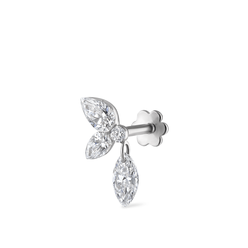 Marquise Pear Diamond Echo Threaded Stud Earring With Titanium Backing