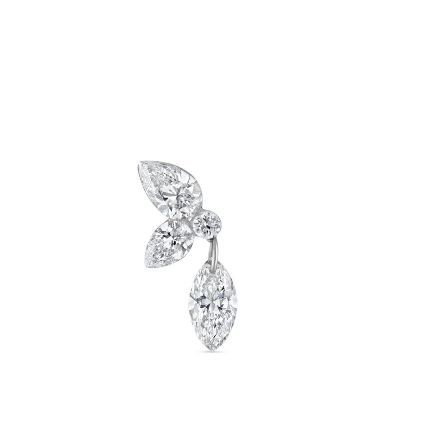 Marquise Pear Diamond Echo Threaded Stud Earring With Titanium Backing