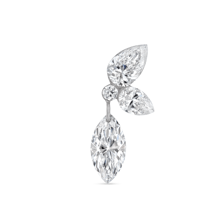 Marquise Pear Diamond Echo Threaded Stud Earring With Titanium Backing