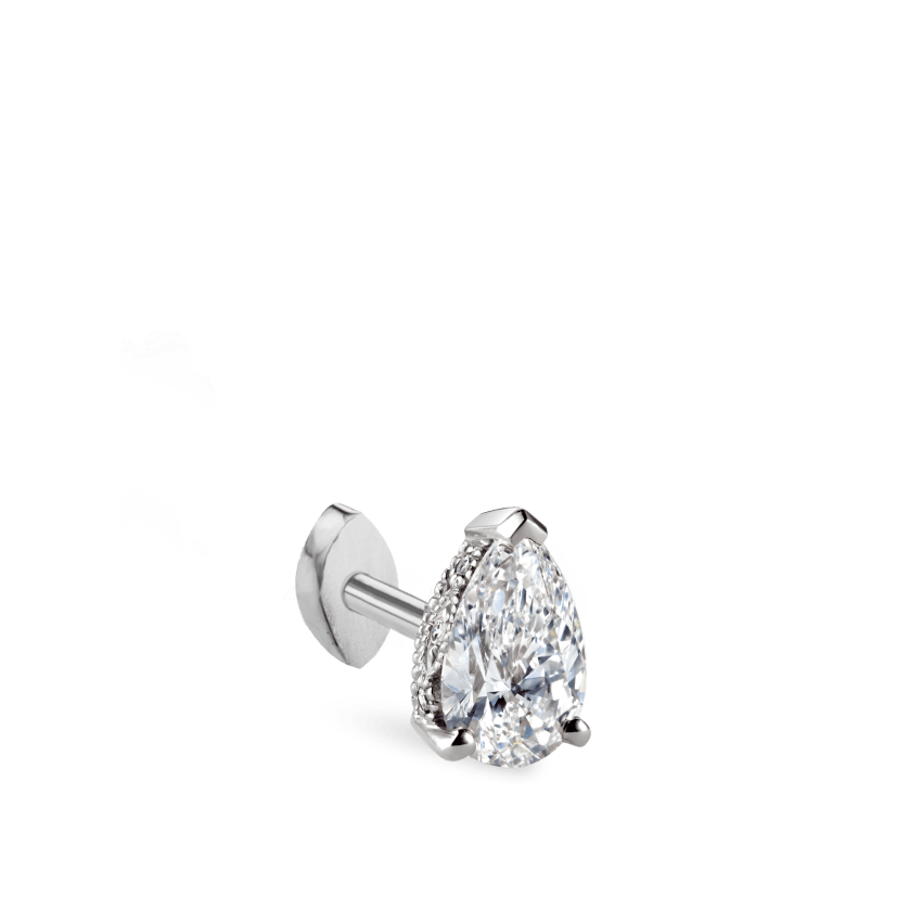 Pear Diamond Threaded Stud Earring, Marquise Diamond Back