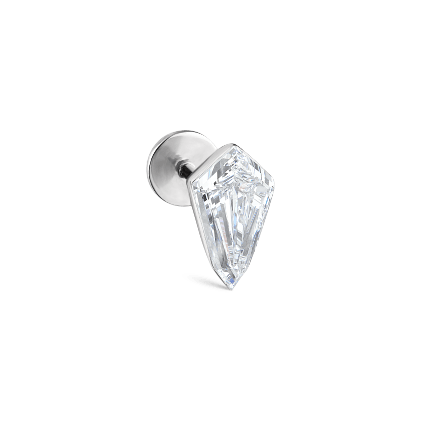 Invisible Set Kite Diamond Threaded Stud Earring With Titanium Backing