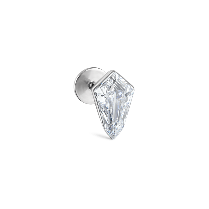 Invisible Set Kite Diamond Threaded Stud Earring With Titanium Backing