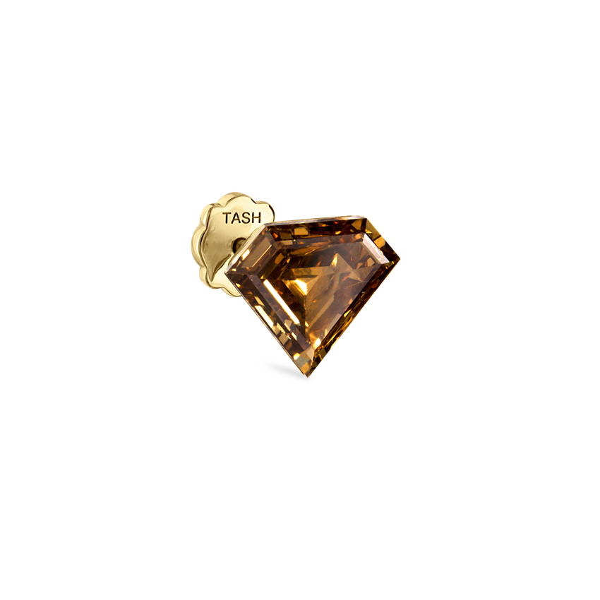 Invisible Set Silhouette Cognac Diamond Threaded Stud
