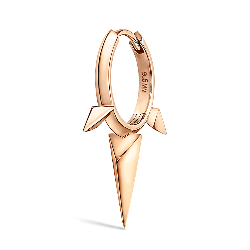 Faceted Triple Long Spike Hoop Earring