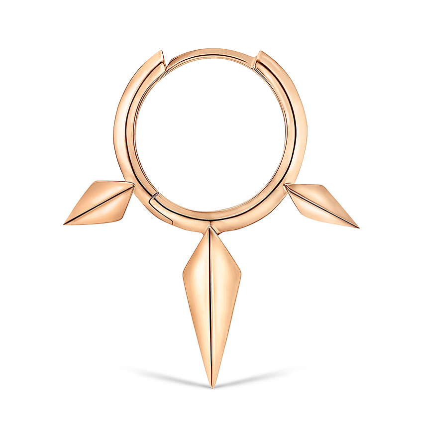 Faceted Triple Long Spike Hoop Earring