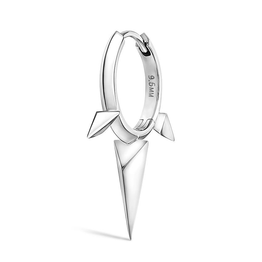 Faceted Triple Long Spike Hoop Earring