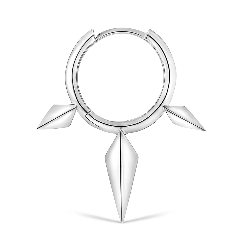 Faceted Triple Long Spike Hoop Earring