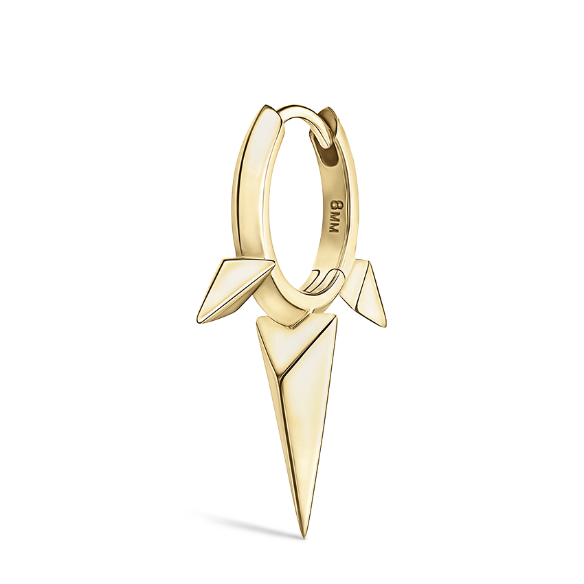 Faceted Triple Long Spike Hoop Earring