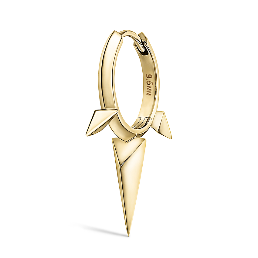 Faceted Triple Long Spike Hoop Earring