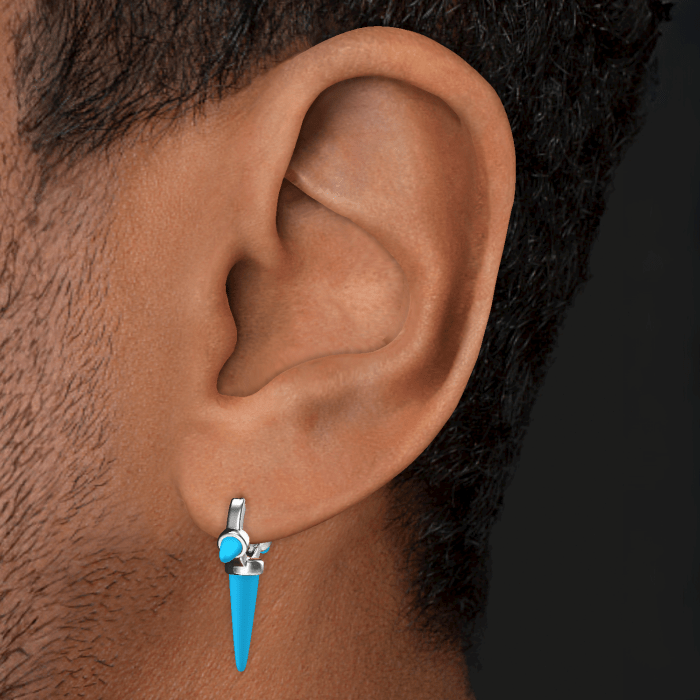 Triple Long Turquoise Spike Hoop Earring